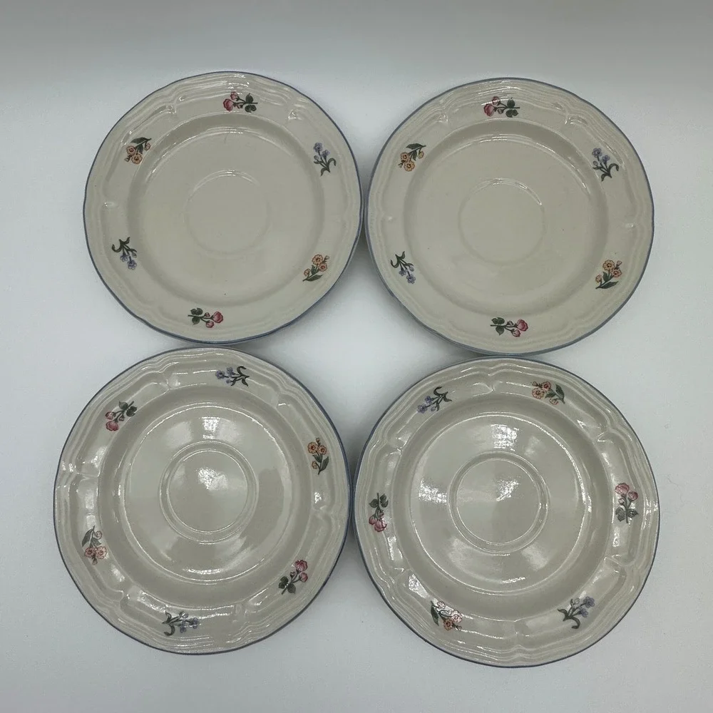 Gibson Tivoli Lafayette Cup and Saucer Set Floral Stoneware Pink Tulip 8pc